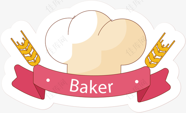 卡通厨师帽烘焙标签