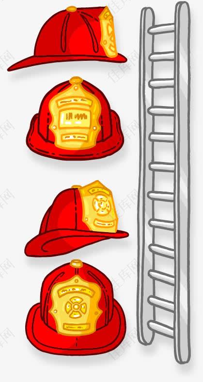 手绘消防帽子楼梯图案
