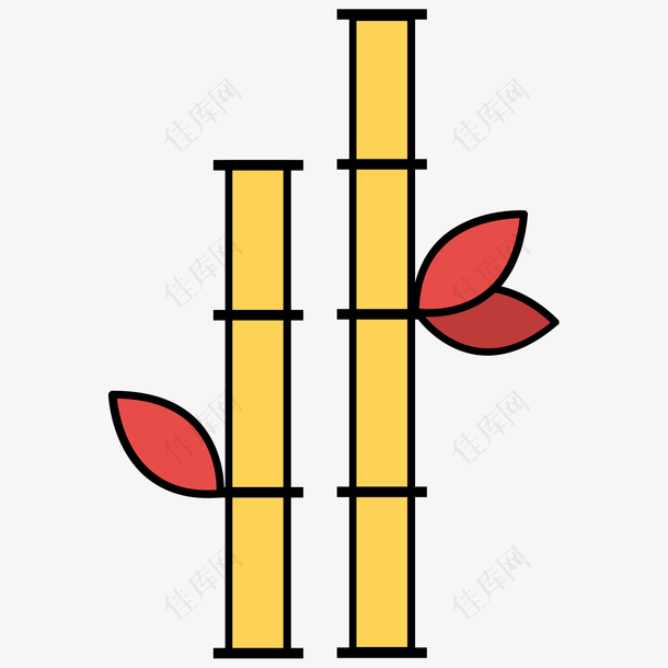 黄色手绘竹子卡通图标