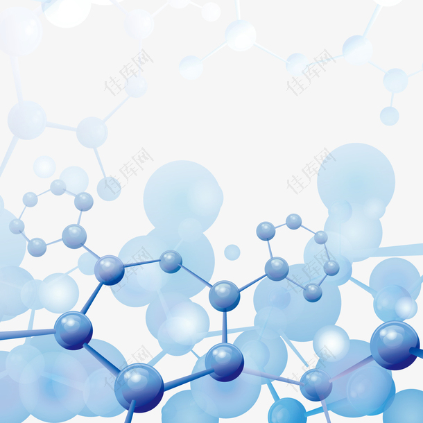 蓝色分子结构矢量图