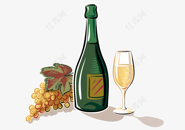 卡通手绘葡萄酒