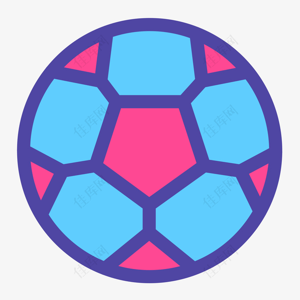 彩色手绘圆弧足球元素