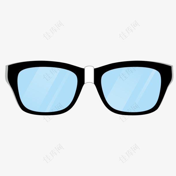 蓝色黑框卡通眼镜