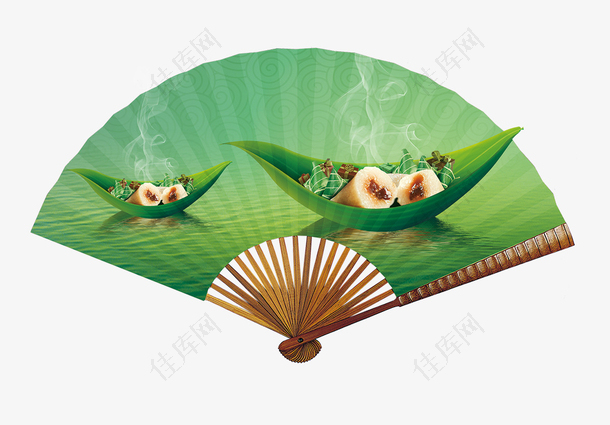 绿色端午节粽子扇子