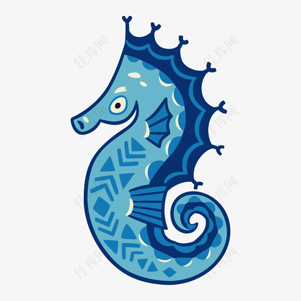 创意设计世界海洋日蓝色海马