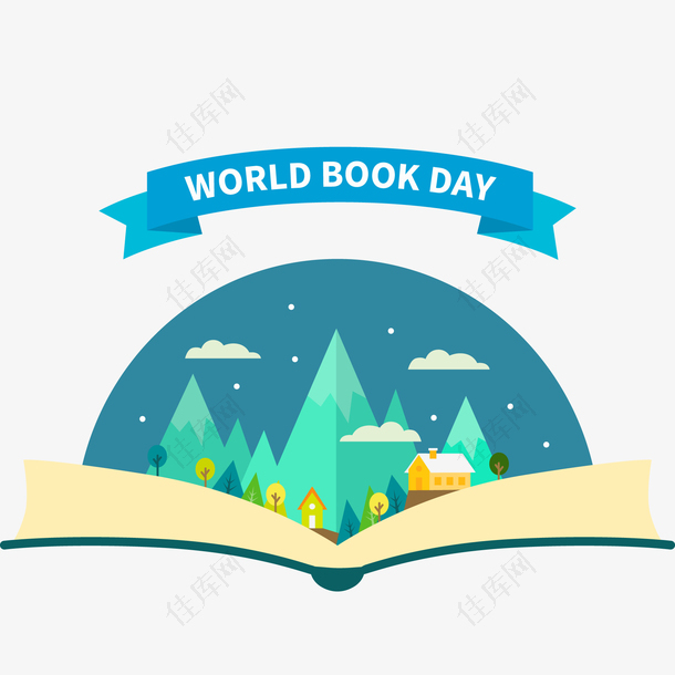 创意世界图书日打开的书本世界矢