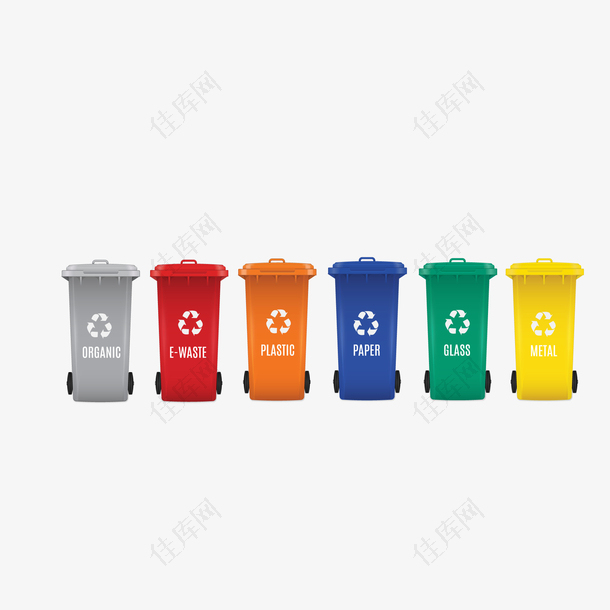 彩色的垃圾分类垃圾桶设计