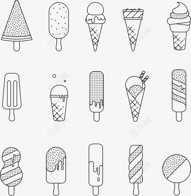 线描冰淇淋