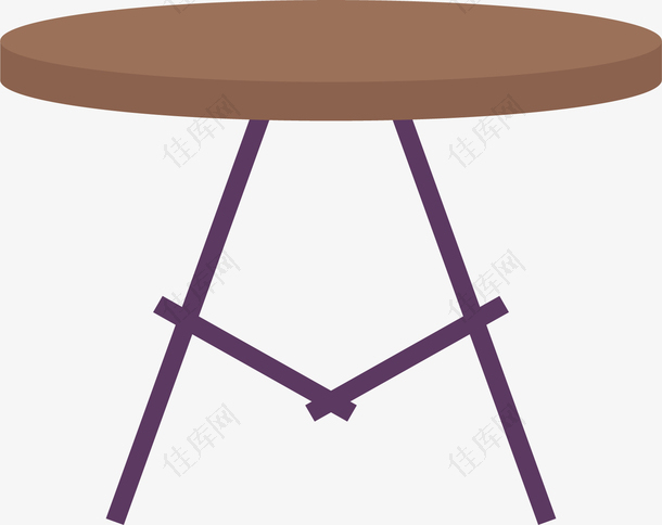 矢量图水彩棕色圆桌子