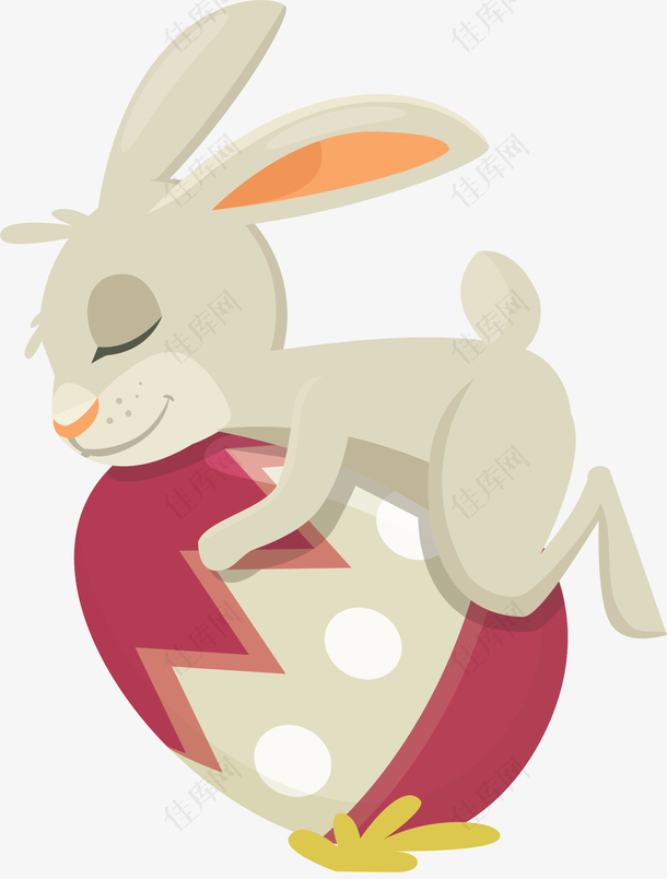 抱着彩蛋的可爱兔子
