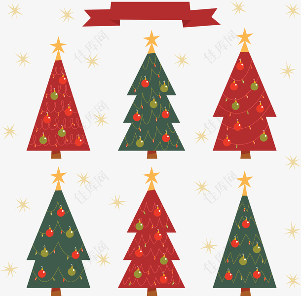 6款手绘圣诞树设计