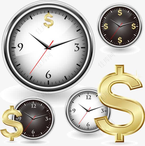 时间金钱商务矢量图时间与金钱