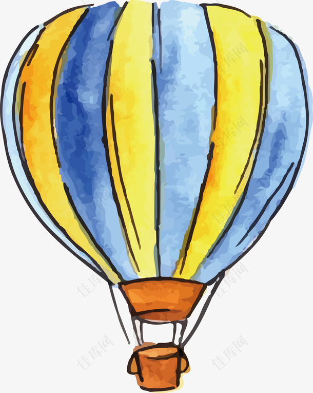 水彩热气球插画设计