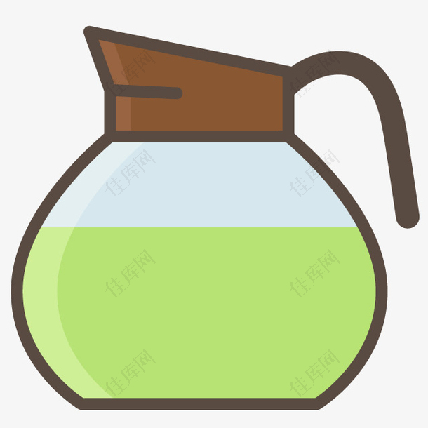 透明茶壶绿色茶壶矢量