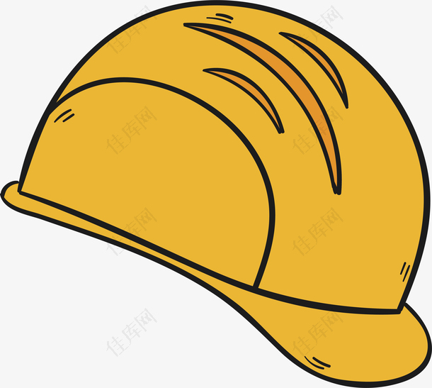 手绘劳动工具矢量安全帽素材