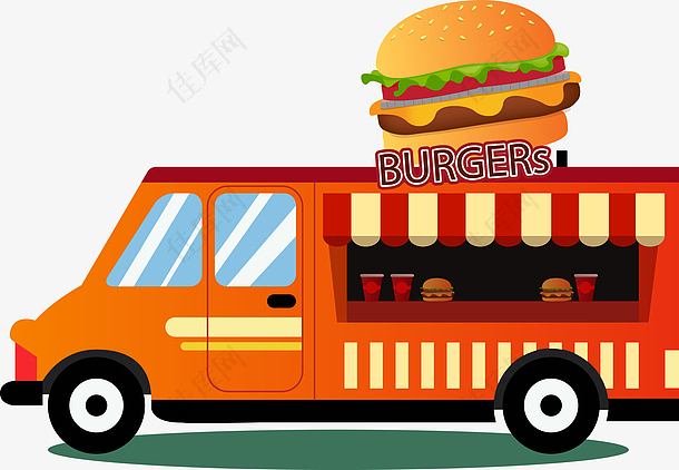 卡通快餐食物车子图