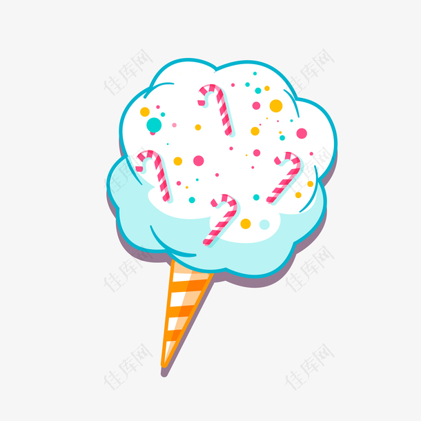 卡通拐杖点缀的冰淇淋