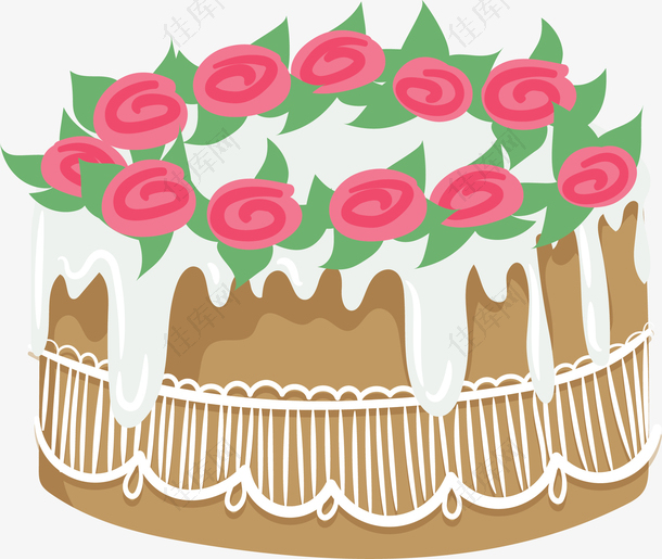 粉色玫瑰裱花蛋糕