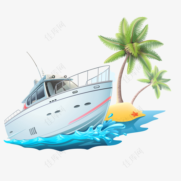 夏日椰树与游艇设计