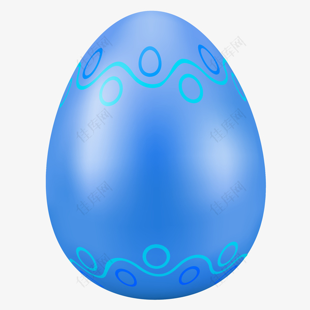 手绘矢量蓝色条纹复活节彩蛋