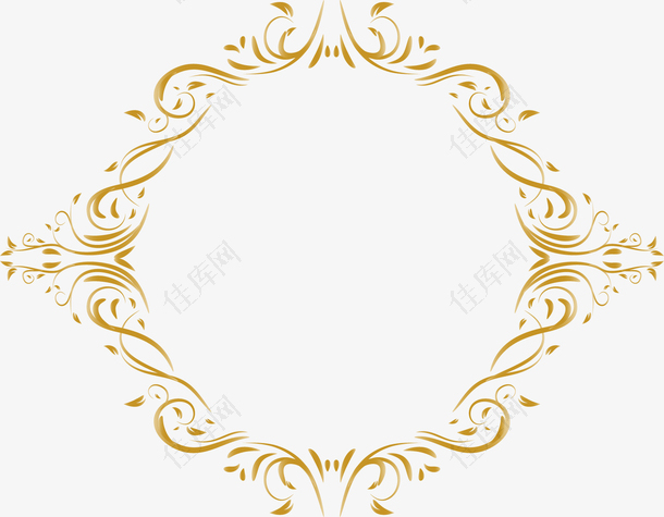 矢量金色复古花纹装饰边框