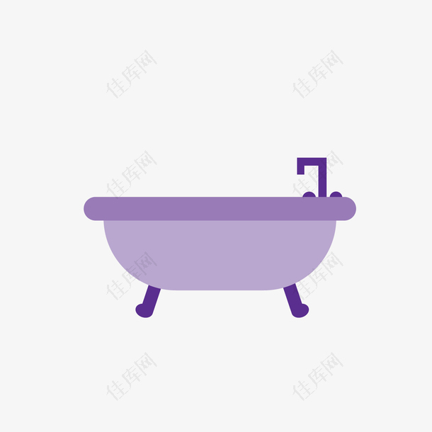手绘紫色小浴缸设计
