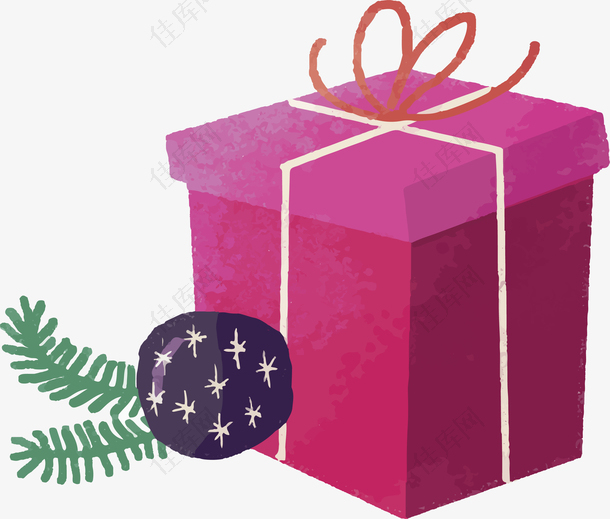 紫红色手绘礼盒