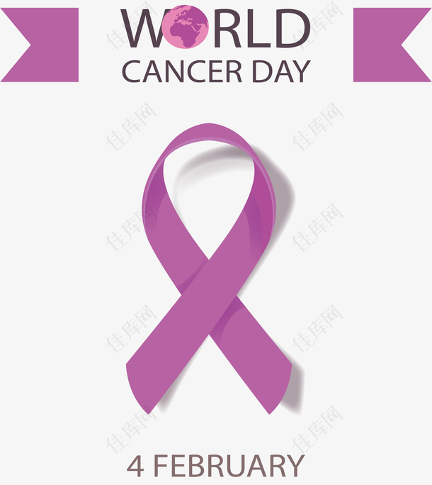紫色交叉癌症日海报