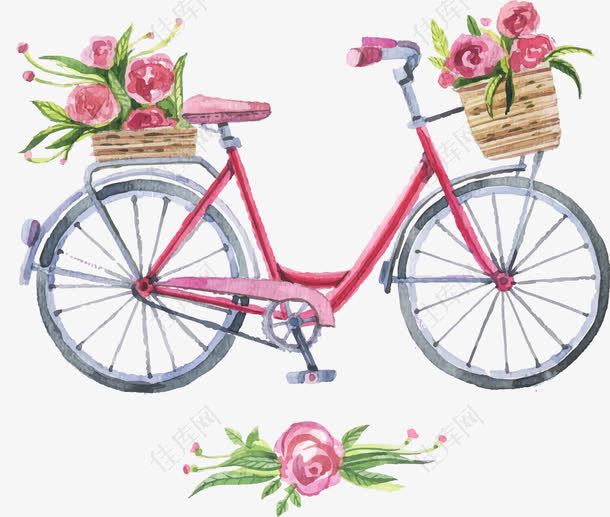 矢量装满鲜花的单车