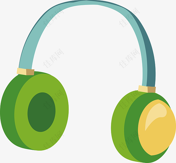 矢量绿色耳机下载