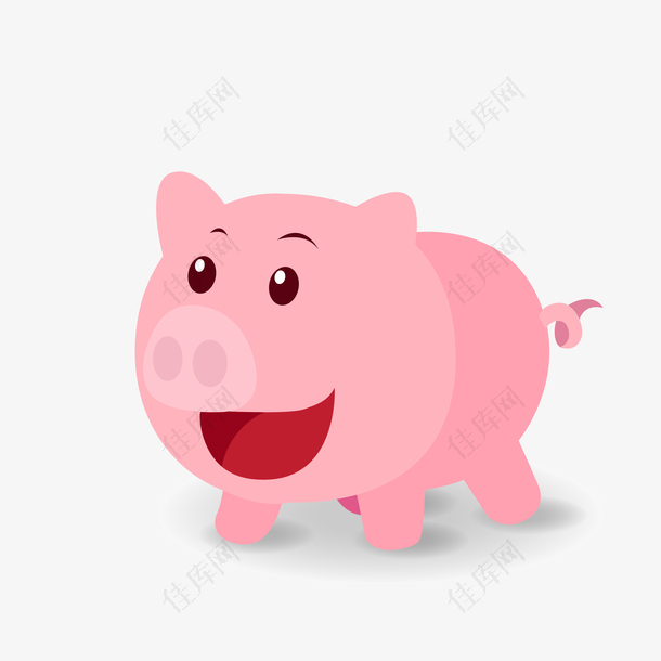 矢量粉色卡通可爱小肥猪
