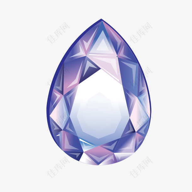 紫色水滴形钻石矢量