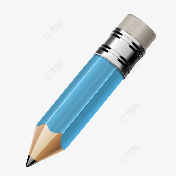 蓝色质感铅笔画笔