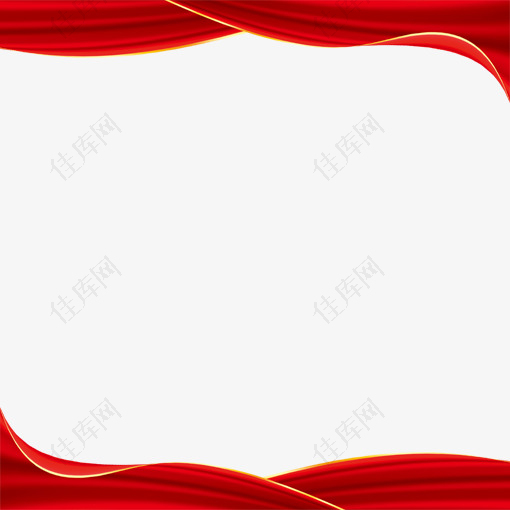 彩色纹理红色绸子边框元素