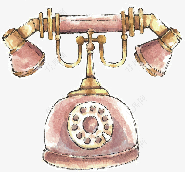 水彩复古电话机设计