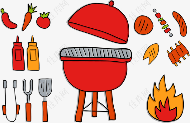 卡通可爱红色餐具厨具烤炉