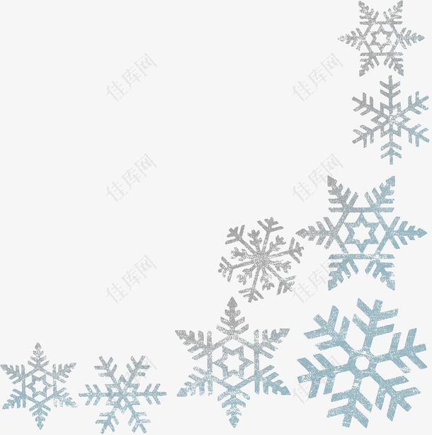 新年白色雪花圣诞蓝色渐变边框