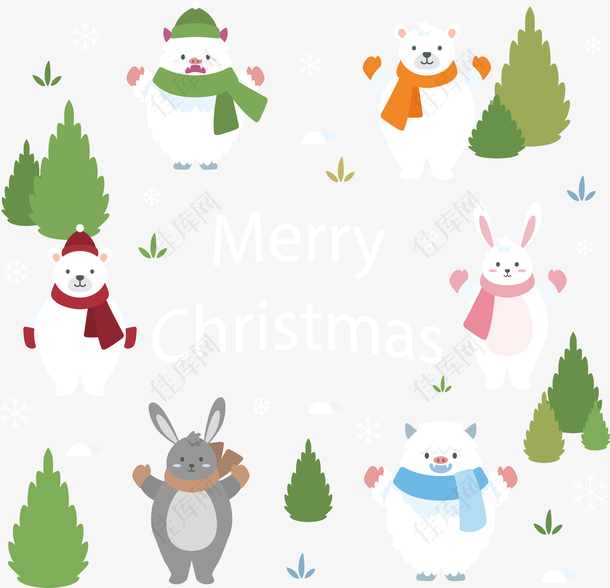 圣诞节可爱森林小动物