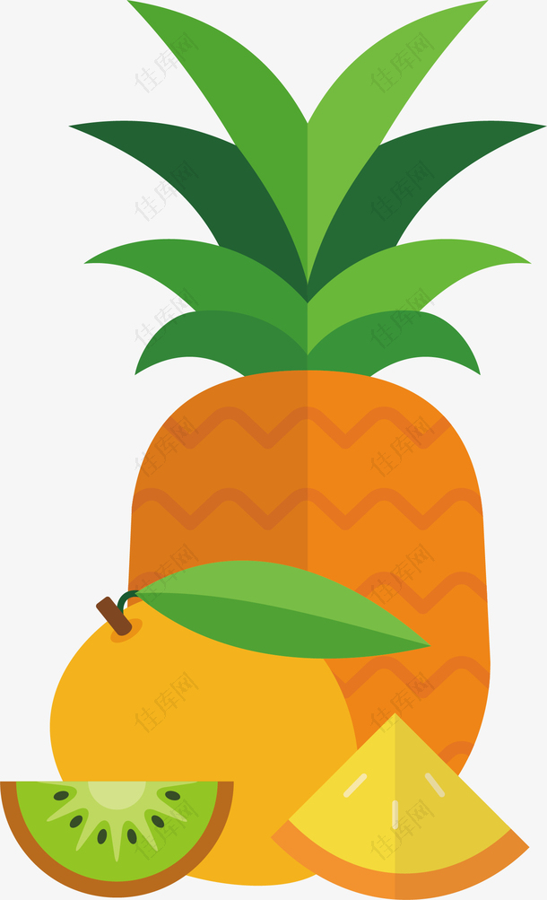 黄色菠萝矢量图