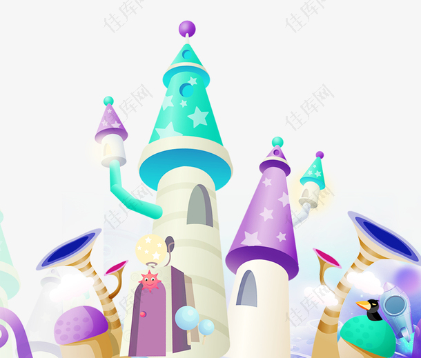 可爱卡通六一儿童节城堡
