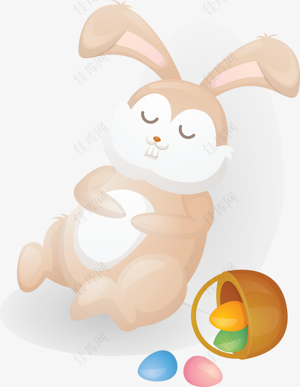 彩蛋篮子睡觉兔子