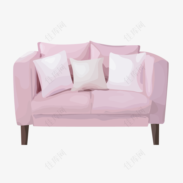 水彩手绘粉红色的沙发设计
