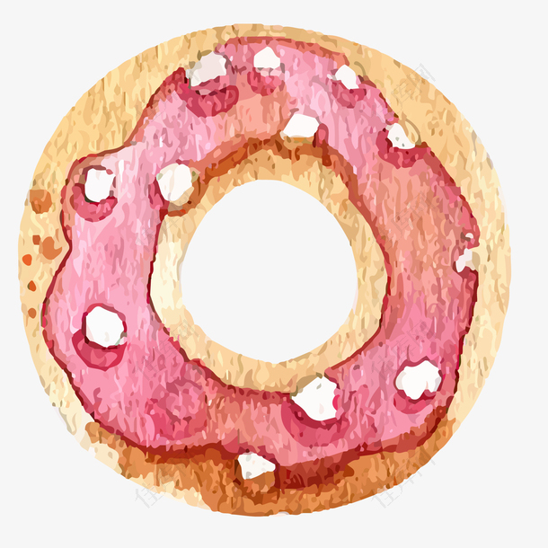 水彩手绘甜甜圈食物设计