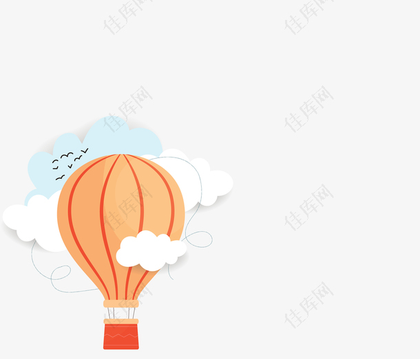 橘色条纹空中热气球
