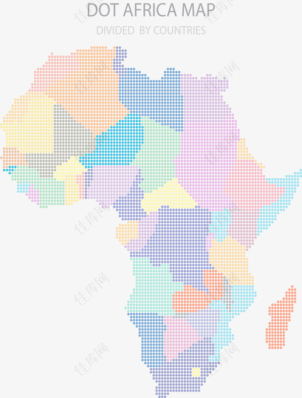 彩色像素块非洲地图