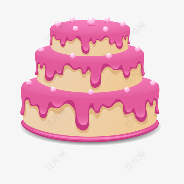 粉灰色三层生日蛋糕