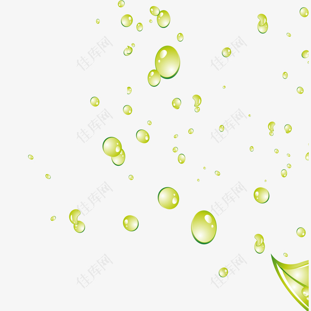 绿色晶莹水珠背景矢量素材