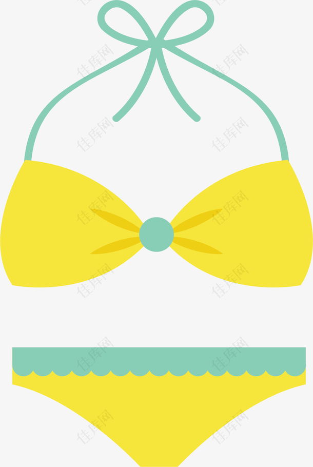 黄色夏日度假泳衣