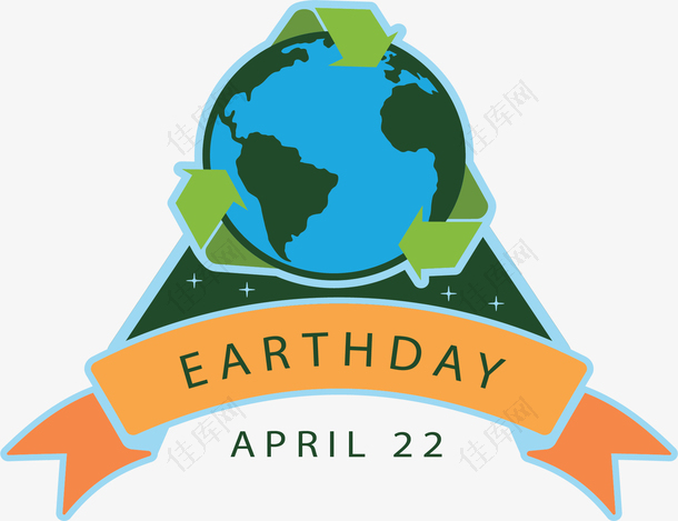 循环环保地球日标签