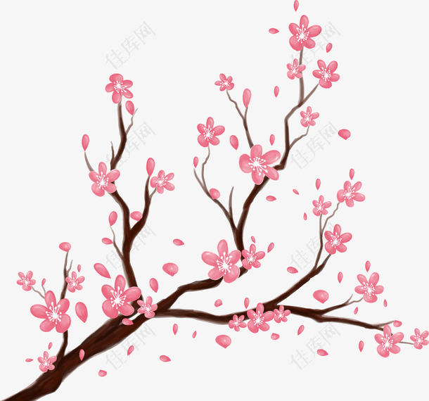 卡通粉色桃花画装饰